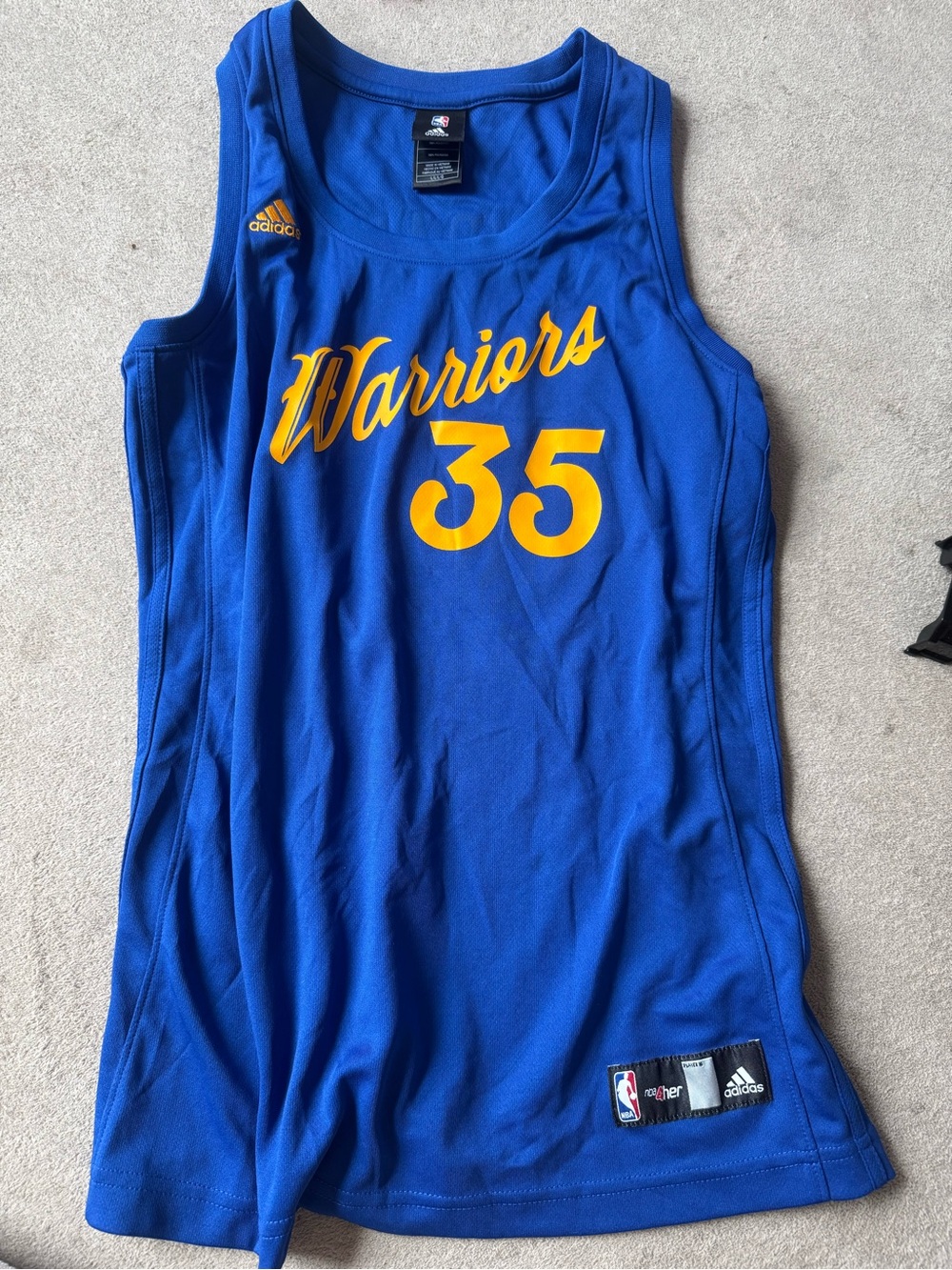 Golden State Warriors Adidas Blue and Yellow KD #35 Basketball Jersey